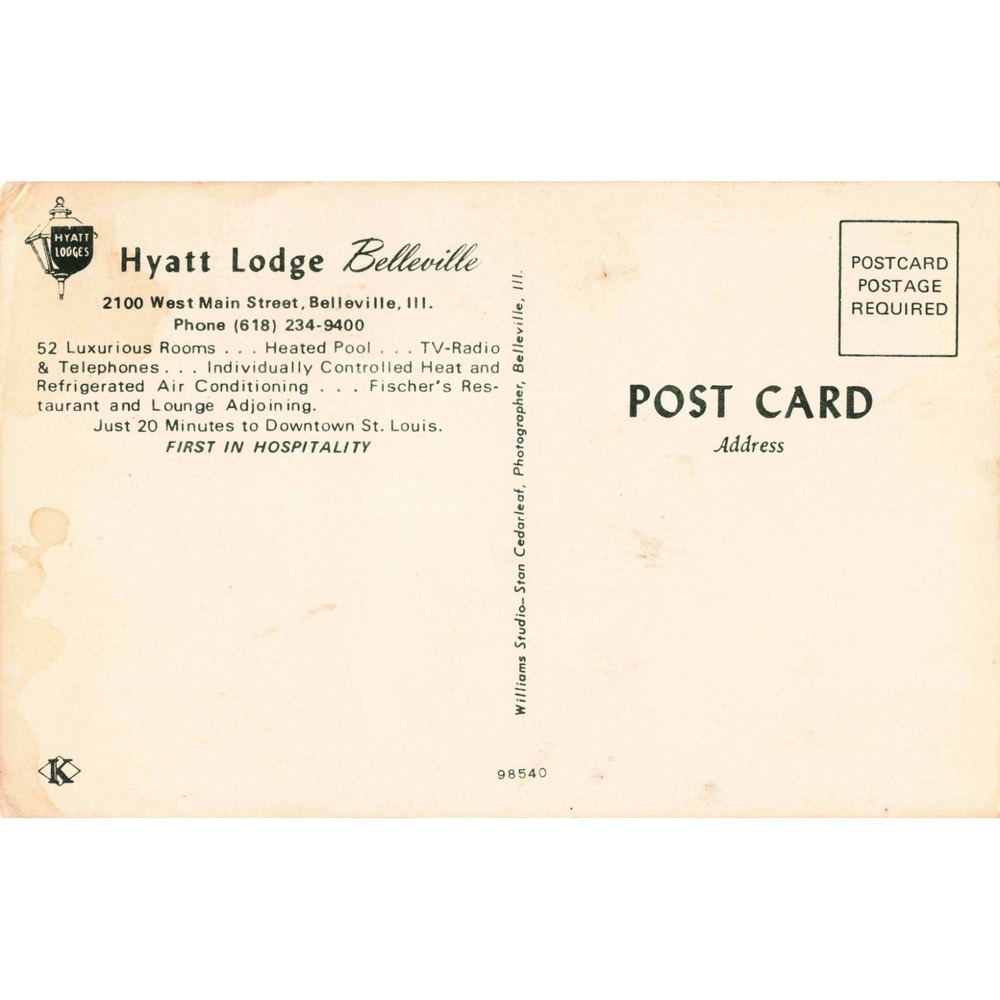 Vintage Hyatt Lodge Belleville Illinois Multi-View Motel Postcard St Louis Area - Picture 2 of 2